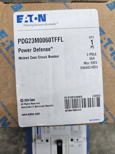 EATON PDG23M0060TFFL CIRCUIT BREAKER 60A 50/60HZ