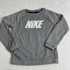 Nike Youth Size XLarge White Swoosh Logo Pullover Gray Sweatshirt Crewneck