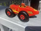 Vintage Marx Lucky #7 tin litho wind-up race car with driver 1930s