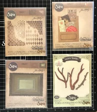 SIZZIX Dies Sets STITCHED SLOTS, STACKED DECKLE RECTANGLES or BRANCHES & STEM