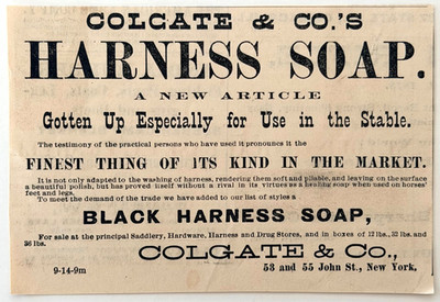 1878 Colgate Harness Soap Advertisement Black Harness Agriculture Victorian