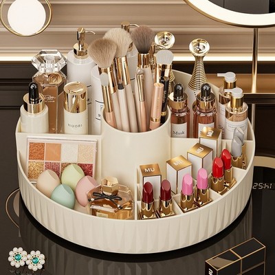 Plastic Desktop Cosmetic Organizer   Modern Rotating Makeup Storage Holder