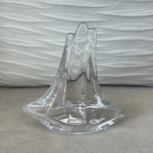 Daum France Vintage 1970's Crystal Art Glass  Sailboat 4 1/8 Inch Paperweight 