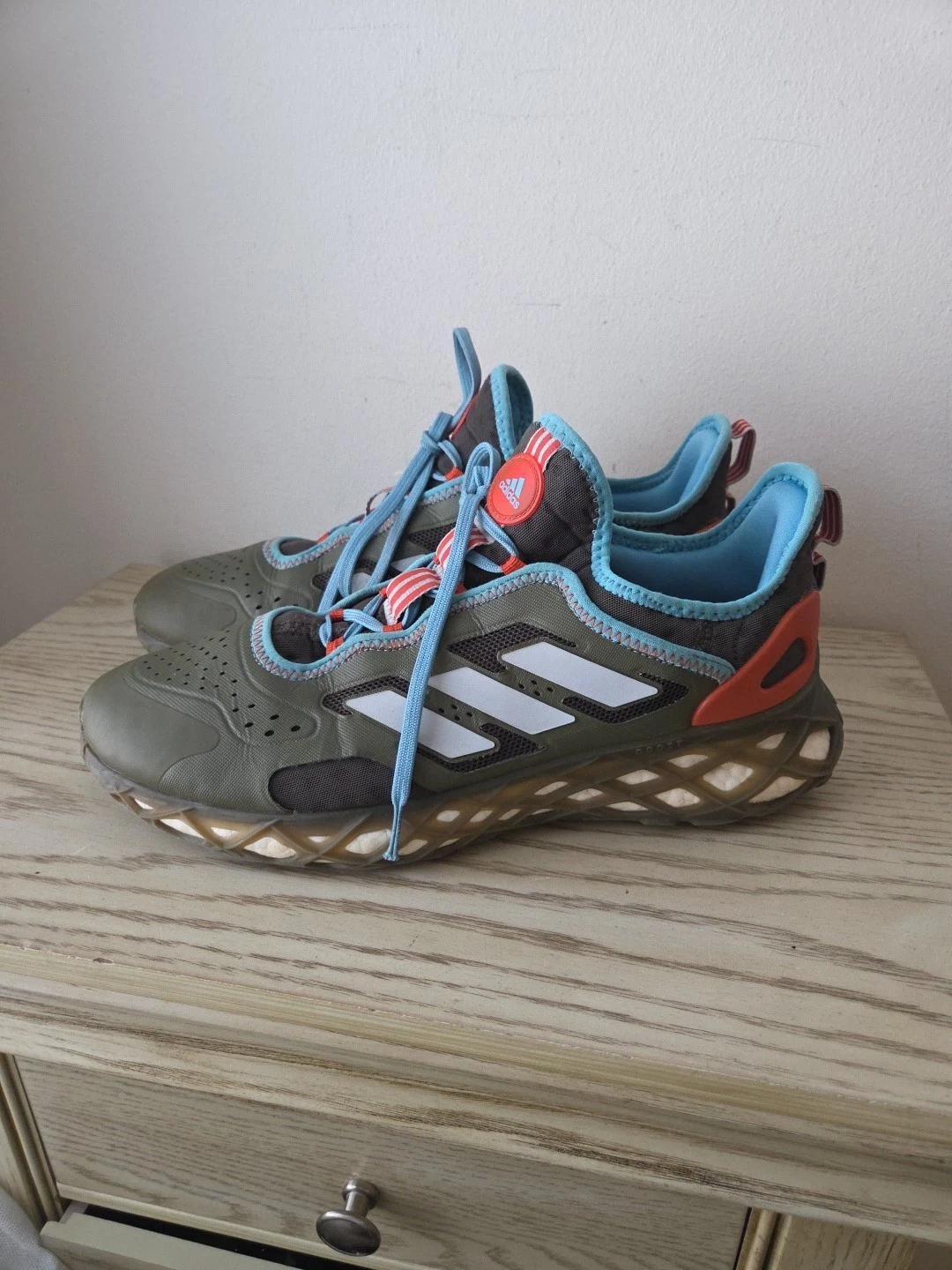 ADIDAS WEB BOOST ( OLISTR/HALBLU/PRERED ) (GREEN) SNEAKERS SHOES SIZE 12 HQ6170