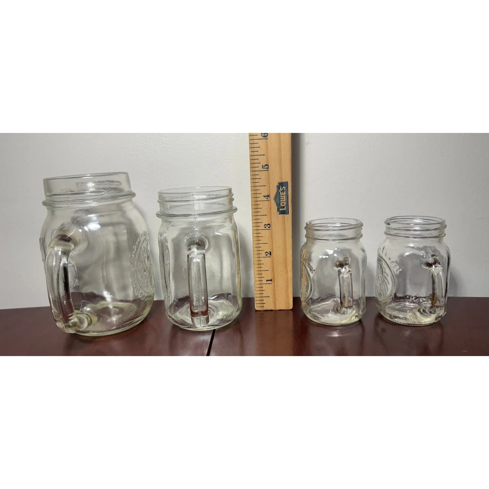 Conjunto de 4 copos Mason Jar com alças 2 regulares e 2 mini copos de shot bola  - Imagem 3 de 4