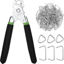 Hog Ring Pliers Kit - 110 Pack 3/4" Galvanized Rings & Pliers for Fencing & Auto