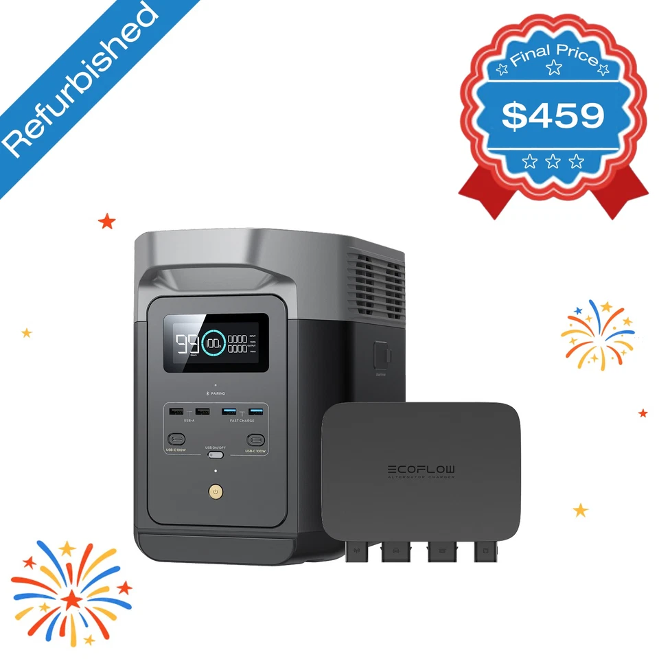 Cargador Alternador EcoFlow 800W con Central Eléctrica Certificado Reacondicionado