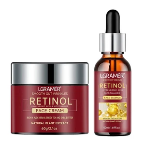 Rétinol + Acide hyaluronique & Nicotinamide AntiAging Sérum & Ensemble de combo crème