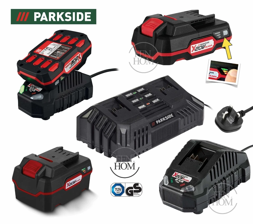 Batería de iones de litio Parkside 20v 2AH / 4AH - cargador rápido simple / doble *Equipo X20v*