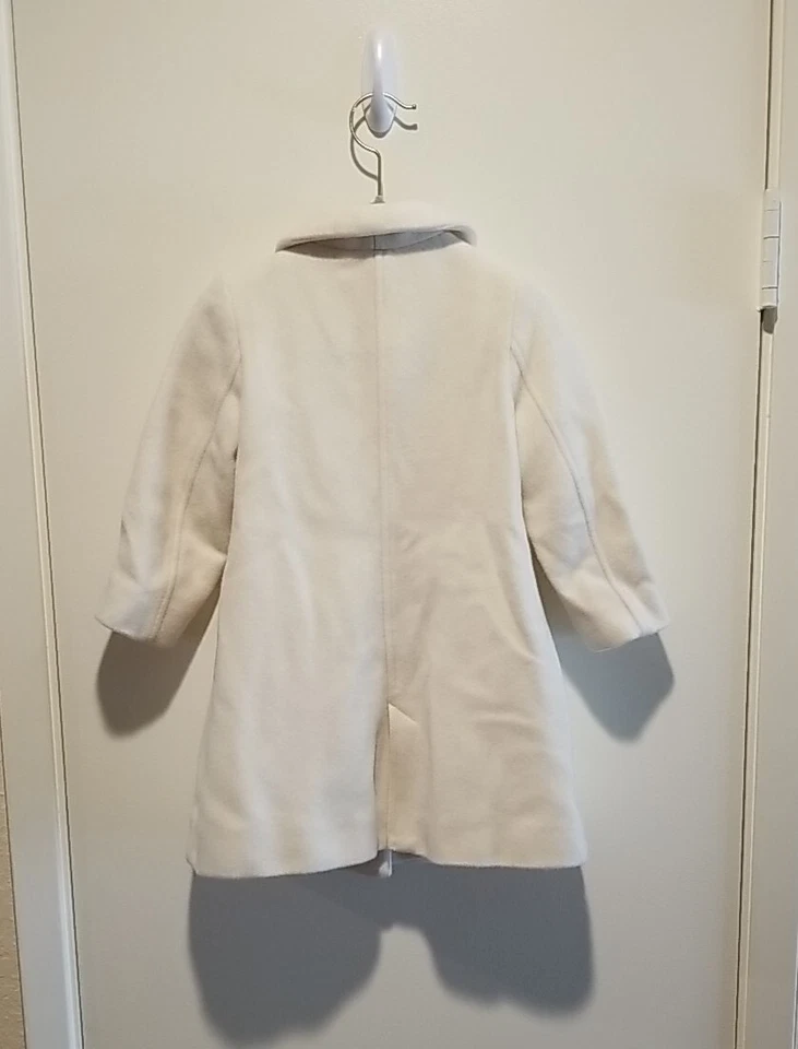 Janie and Jack Ivory Baby Girls Dress Coat 12 To 24M Wool Blend Lined Snaps - Image 4 of 4