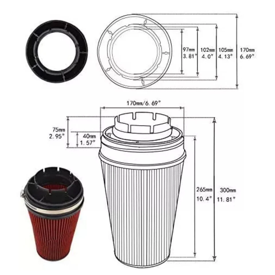 Black Cold Air Intake System Heat Shield + Filter For Chevy Silverado 1999-2006 - Image 4 of 4