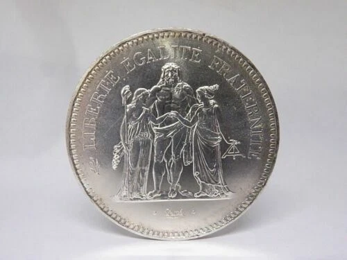 Pièces de monnaie françaises de 50 francs en argent, sur hercule
