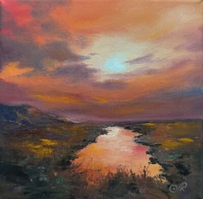 Original Oil Painting Sunset Painting Landscape