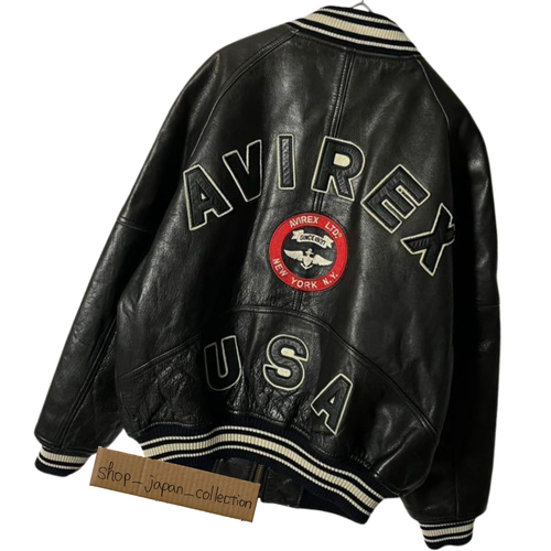 Full Grain Leather Varsity Jacket Black 