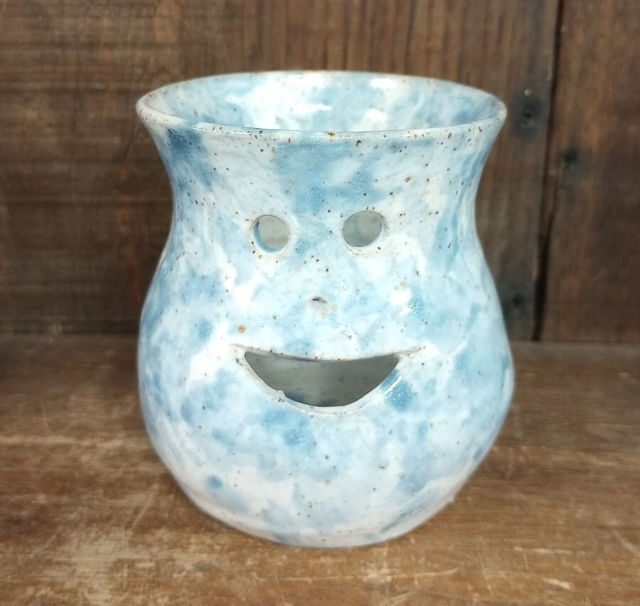 Handcrafted Studio Pottery Egg Separator Funny Face Spongeware Kitchen Gadget