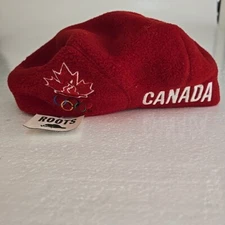 Vintage Roots Athletics Canada Olympics Newsboy Red Cap MEDIUM Original Tag
