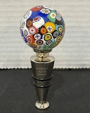 Italian Murano Millefiori Hand blown Glass Wine Stopper Multi Colored