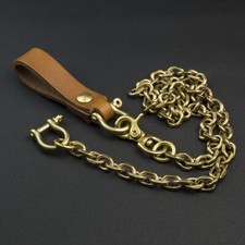 Wallet Key Chain Leather Belt Loop Key Holder Brass Bow Shackle Chain Handmade