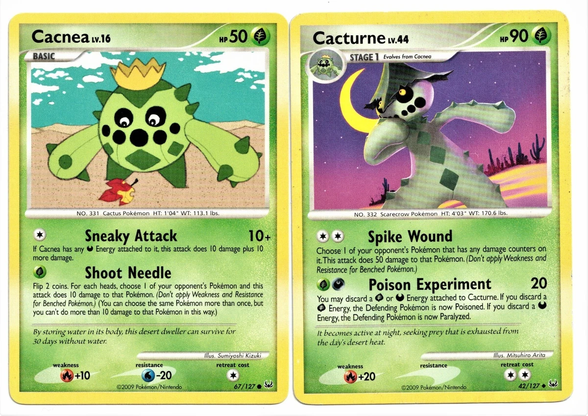 Pokemon Cards: Cacturne 42/127 & Cacnea 67/127 Platinum Evolution Set! |  eBay