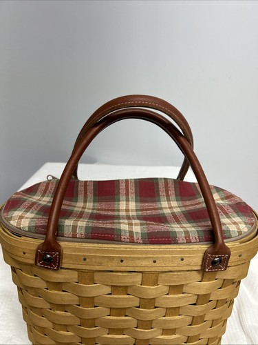 Longaberger 2003 Medium Boardwalk Korb Set - Orchard Park Plaid Reißverschluss Liner - Bild 3 von 6