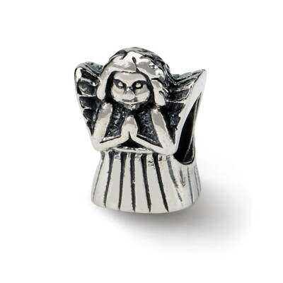 Praying Angel Bead .925 Sterling Silver Antique Finish Reflection Beads