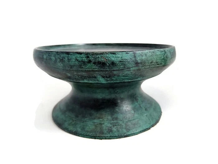 Par de castiçais de metal verde Verdigris 1 pilar mais 1 cônico tealight votivo - Imagem 3 de 4