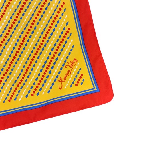 VINTAGE 60s 70s YELLOW, RED, BLUE, WHITE, GEOMETRIC, MOD, SCARF - Picture 2 of 3