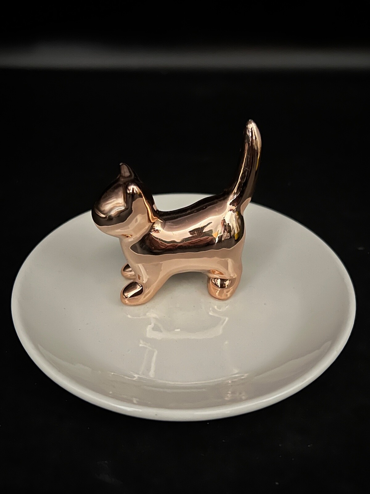 Issac Jacobs Rose Gold Cat Trinket Dish Ring Accessories Holder Holiday Gift