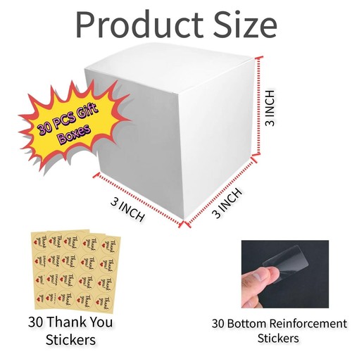 Gift Boxes 30 Pack 3x3x3 inch Small Gift Boxes with Lids for 3x3x3 Inch White - Picture 7 of 7