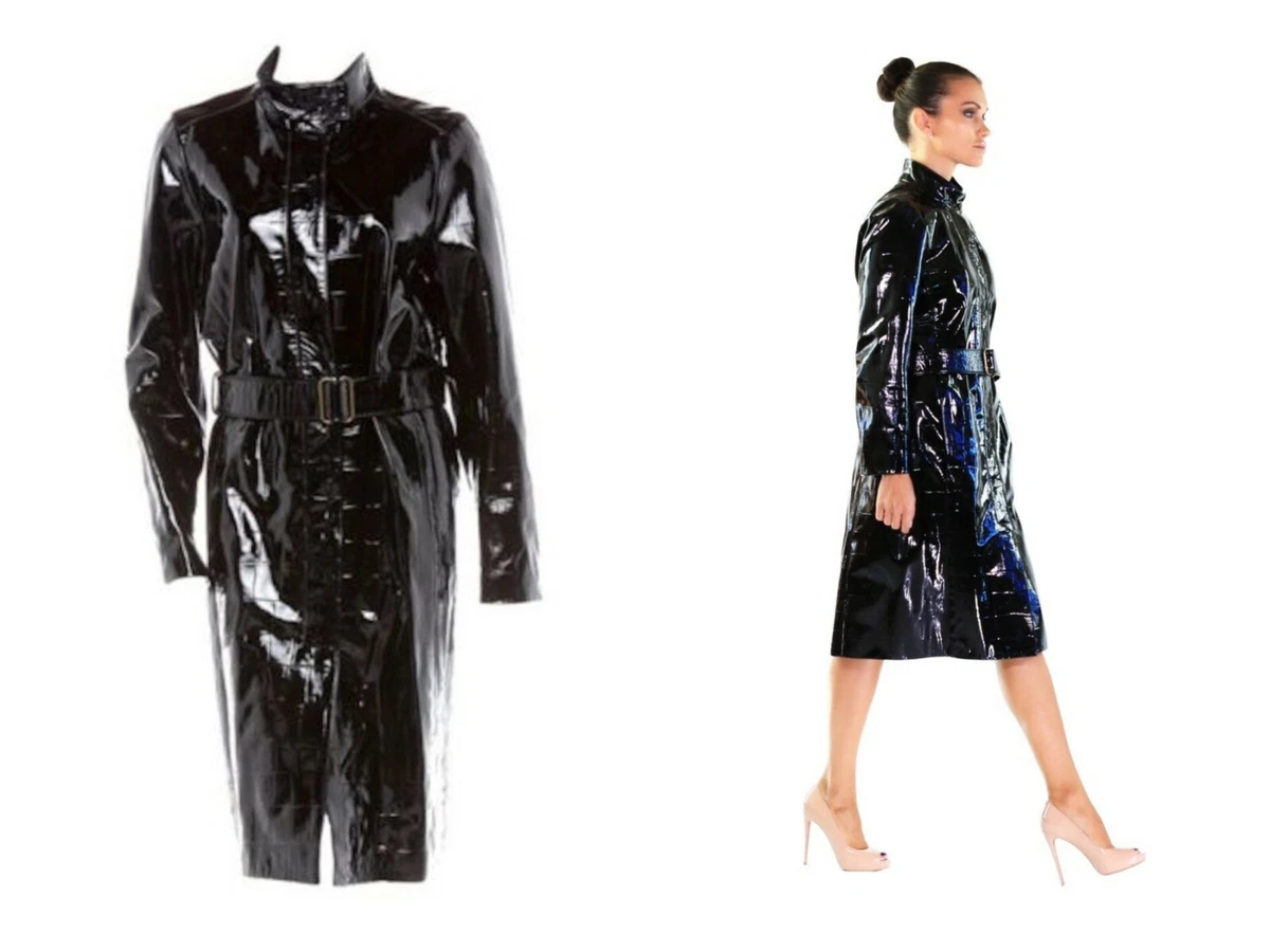 Alligator Embossed Leather Trench Coat For Women