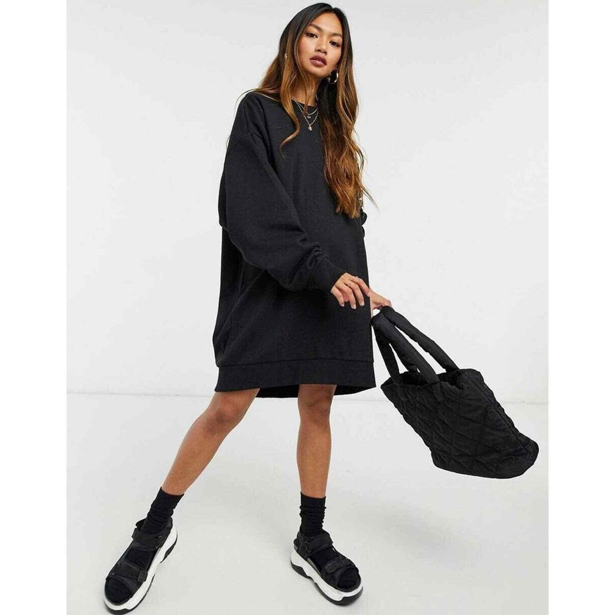 Asos Weekday Liza Mini Sweat Dress V Neck Asos Knitted Jumper