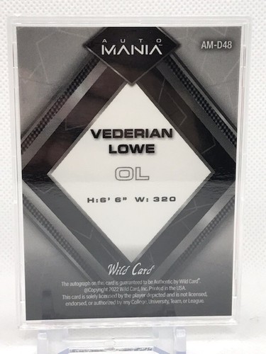 2022 Auto Mania Vederian Lowe #AM-D48 RC Patriots - Picture 2 of 2