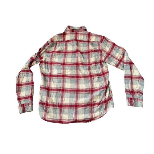 J Crew Flannel Gray Maroon Plaid L/S Mens Large Button Up Shirt - Picture 2 of 8