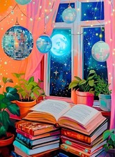Diamond Art Kits for Adults Beginner, Disco Ball and Books DIY Modern Diamond Pa