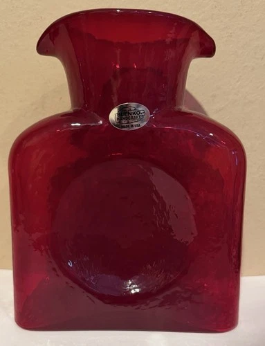 2021 Blenko Blown Glass 384 Double Spout Water Bottle - Ruby
