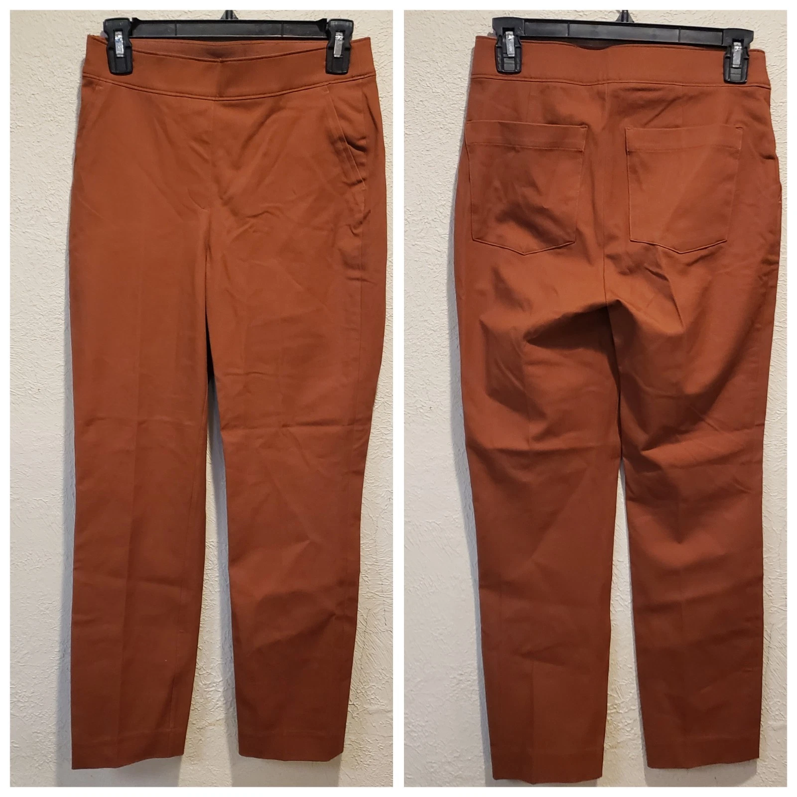 SPANX On the Go Ankle Slim Straight Pants Women's Size S Brown Orange Bronze