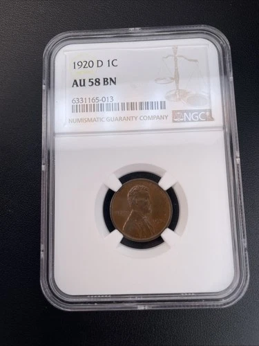 1920-D 1c Lincoln Wheat Cent - NGC AU 58 BN