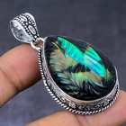 Ethiopian Opal Gemstone 925 Steling Silver Jewelry Pendant 2.13" For Her z413