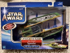 2001 Hasbro Star Wars Attack Of The Clones Zam Wesell Skywalker Speeder- NEW!!