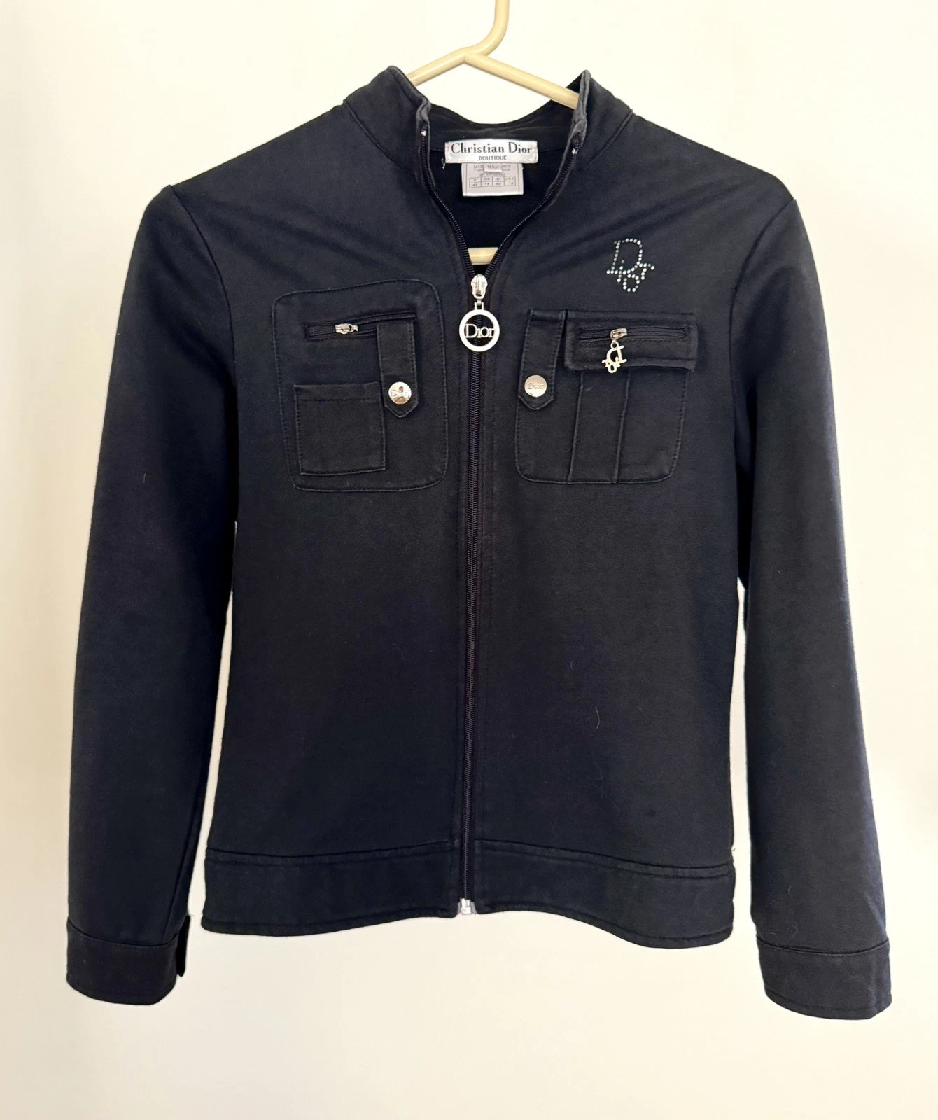 Dior — Christian Dior full-zip jacket with a jeweled logo and Dior charms