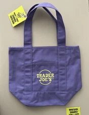 Trader Joes Trick Or Treat Mini Canvas Tote Purple Green