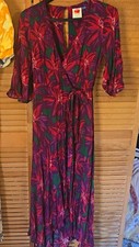 Farm Rio Floral Red Maxi Wrap Dress Size S