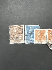 1954 Italy 100 & 200 Lire Coin Of Syracuse 26x31 Star WMK Large Used Stamp