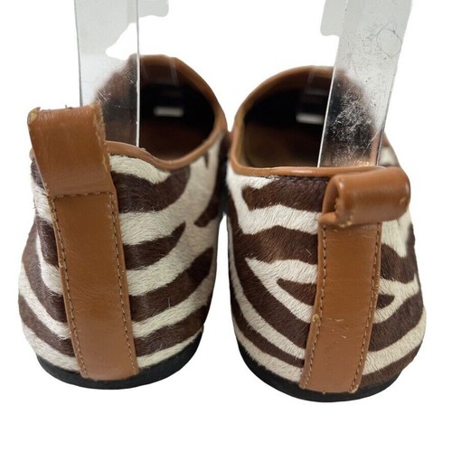 Kaanas Womens Brown Zebra Pigskin Leather Flats Slip On Calf Hair Shoes sz 8 - Picture 12 of 17