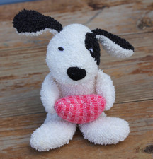 Russ Ringo Home Buddies Terry Cloth Puppy Dog Plush 5" 4566 Holding Heart Luv