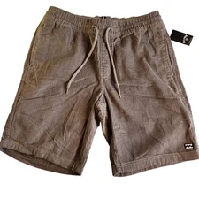 NWT Billabong Gray Corduroy Shorts Mens Large Elastic Waistband