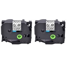 2PK Extra Adhesive Black on Clear Label Tape For Brother TZ TZe S151 24MM