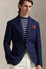 Polo Ralph Lauren mens 44L blue linen sport coat blazer 2 button Slovakia Cupro