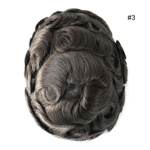 Mens Toupee French Lace Human Hair Replecement System Real Gent Hairpiece 8x10 - Picture 21 of 40