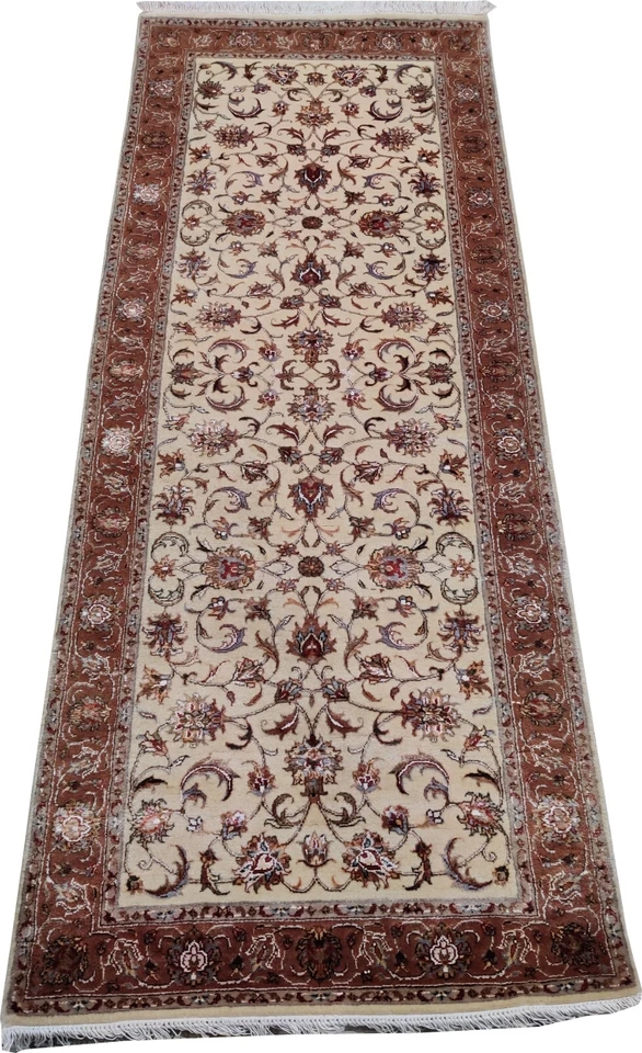 Alfombra de corredor anudada a mano vintage 3 x 7 para pasillo cocina alfombra oriental de lana pura Foto 2 de 4